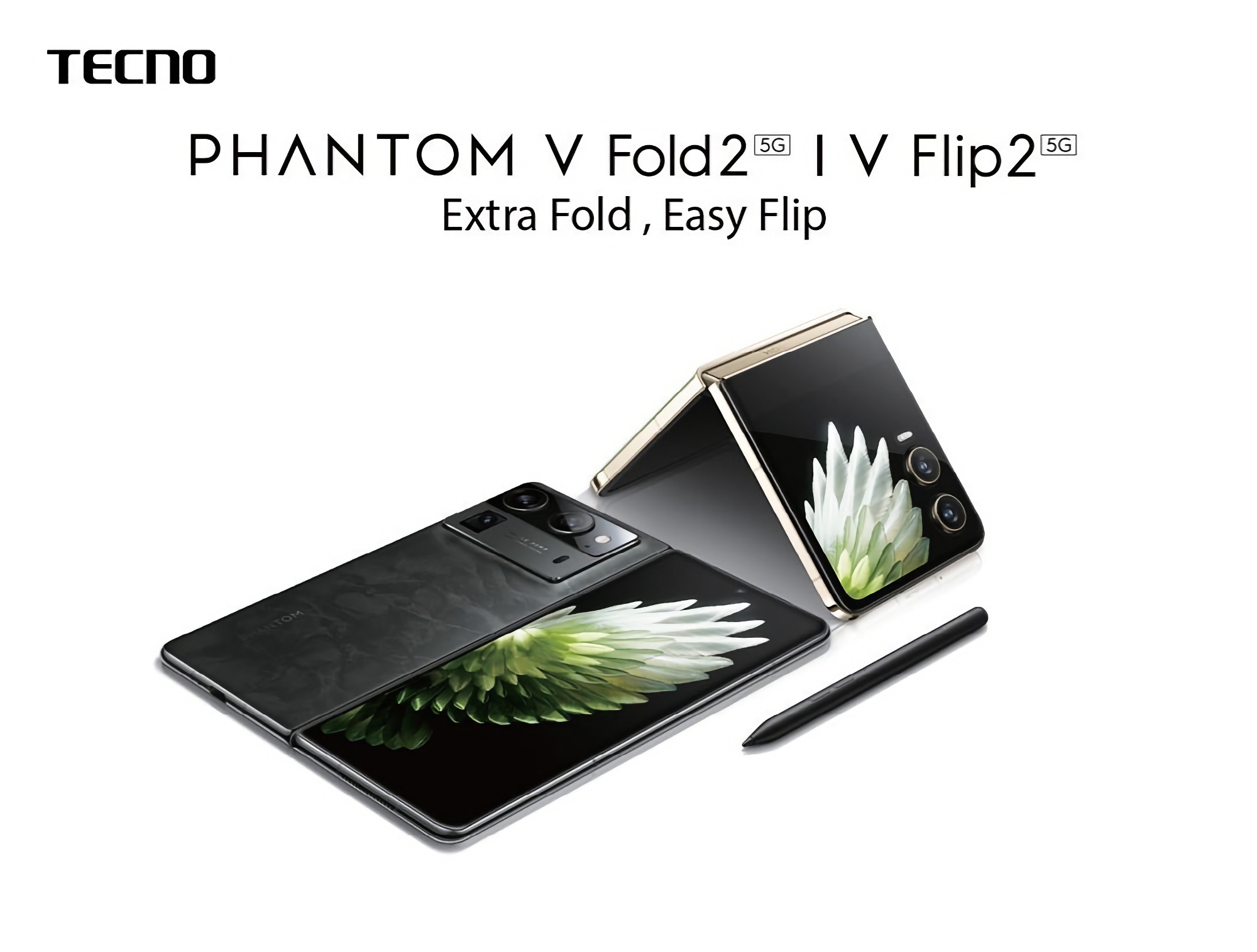 Uma fonte revelou como serão os smartphones dobráveis ​​TECNO Phantom V Fold 2 e TECNO V Flip 2 