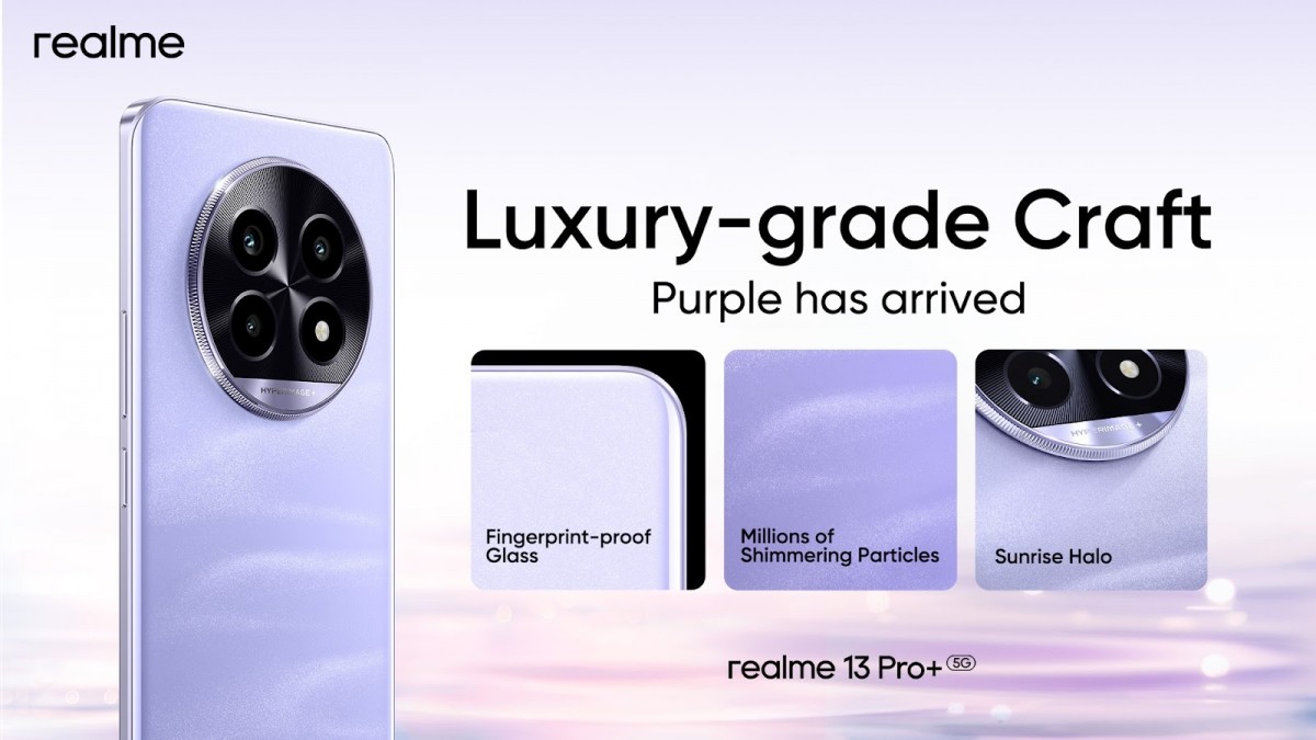 Realme 13 Pro+ com a nova cor Monet Purple chega à Índia